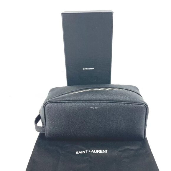 Auth SAINT LAURENT PARIS 609347 Logo with handle grooming case pouch bag - Picture 5 of 16